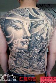 super komea täysi selkä Buddha ja lohikäärme tatuointi malli