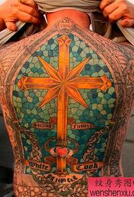 patrón de tatuaje de cruz cruzada dorada