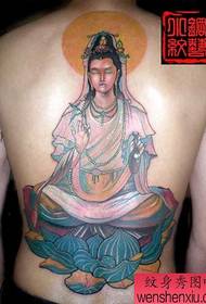 polni hrbet Guanyin Buddha tattoo vzorec slika
