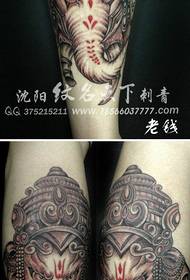 kruro klasika furioza elefanto dio tatuaje ŝablono