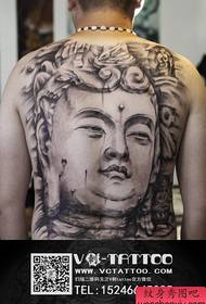 manlig rygg klassisk full rygg sten Buddha huvud tatuering mönster