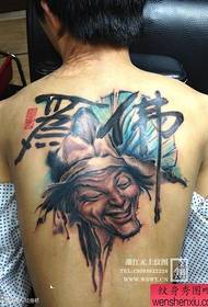la klasika malantaŭo de la klasika Jigong-vivo Budho-tatuaje-ŝablono