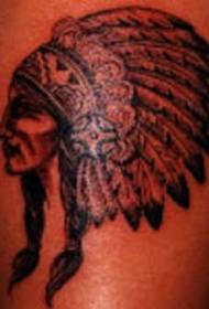 Bein schwarz Indianer Häuptling Kontur Tattoo Bild