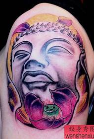 pola tato lotus kepala Buddha tampan tampan