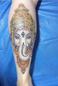 persoonlikheidsbeen mode mooi uitgesoekte kleur olifant god tatoeëerpatroon prentjie