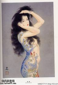 Modello di tatuaggio ukiyo-e giapponese della piccola moglie per tatuare la serie 5