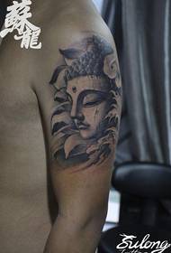 arm cool klasični crno-bijeli kamen Buddha uzorak tetovaža glave