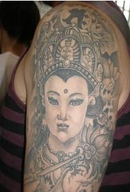 face-liefdevolle Boeddha standbeeld klassieke godsdienstige tattoo patroon foto