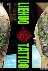Big Black Bodhisattva Tattoo Pattern with Arms Cool and Domineering