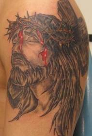 Krvavim Jezusa in trnje križem vzorcem tetovaže
