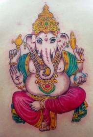 Lenyűgöző indiai elefánt isten tetoválás minta