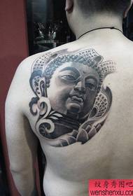 Corak tatu kepala Buddha hitam kelabu klasik lelaki