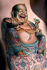 彩色笑脸弥勒佛的纹身欣赏图片