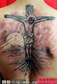 klasični leđa Isusov križ tetovaža uzorak 157563 - ručna vjerska vajra tetovaža uzorak