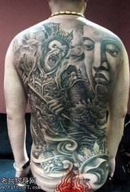 пълен гръб Sun Wukong война модел на татуировка Буда