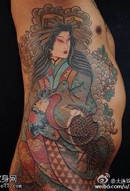 Veliki uzorak tetovaže gejše u japanskom stilu