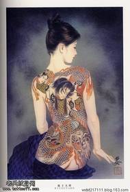 Tätowierungsshowbild zur Verfügung gestellt vom japanischen ukiyo-e Tätowierungsmuster der kleinen Frau, um Reihe 2 zu tätowieren