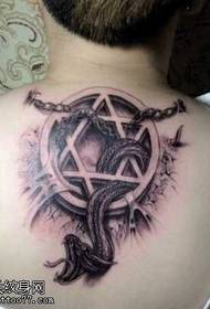 back snake six-pointed star tattoo pattern