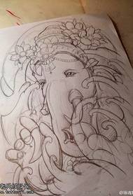 uskonnollinen norsu jumala tatuointi käsikirjoitettu kuva