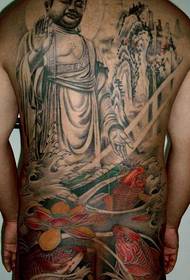 cool cool full back Buddha tattoo pattern