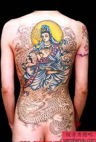 Pattern ng tattoo: buong likod ng Guanyin dragon tattoo pattern Larawan