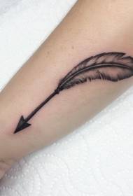 Motif de tatouage combiné flèche et plume indienne
