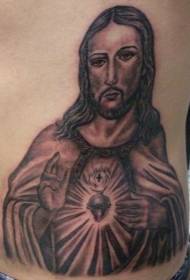 腰側棕色耶穌精彩肖像紋身圖片