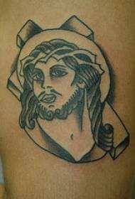 Egyszerű Jézus idol és kereszt-tetoválás minta