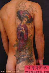 natrag japanski kimono ljepota tetovaža uzorak