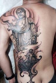 mužský chrbát polovičný chrbát klasického obrazu tetovacieho vzoru Budhu