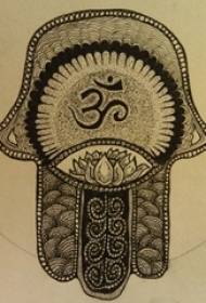 Nero grigio Sketch Art e bellissimo classico sacro Fatima Hand Tattoo Manoscritto