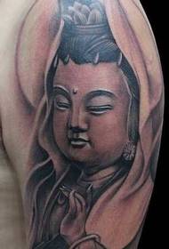 Brazo cara sonriente Guanyin tatuaje patrón