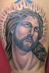 Leg color Jesus avatar tattoo picture