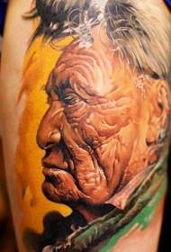 Shoulder Color Ancient Indian Portrait Tattoo Pattern