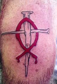 Röd Totem och kors tatuering mönster