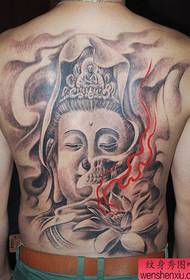 patrón de tatuaje Guanyin súper guapo masculino de espalda completa