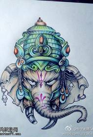 farge religiøs elefant gud tatoveringsbilde