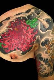 Patrón de tatuaje - patrón de tatuaje de medio arco - Patrón de tatuaje de Prajna - patrón de tatuaje de crisantemo