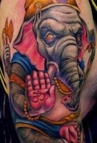 big arm color elephant god tattoo pattern