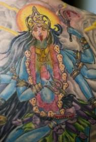 полный назад цвет сердитой индийской богини татуировки Карли