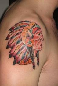 skouerkleur Indiese hoofportret-tatoeëermerk