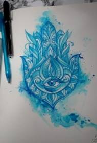 Euroopan sininen Fatima-käsin tehty tatuointi käsikirjoitus