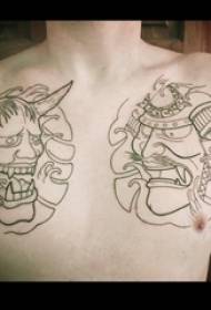ragazzi sul petto linea nera immagini di tatuaggi creativi con elementi giapponesi prajna