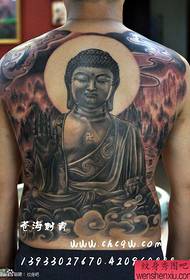 男生背部超酷的满背如来佛祖纹身图案