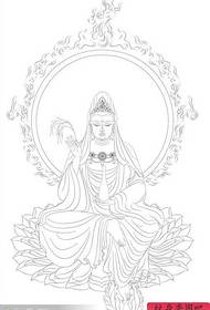 classicu pupulare un mudellu di tatuaggi di linea Guanyin