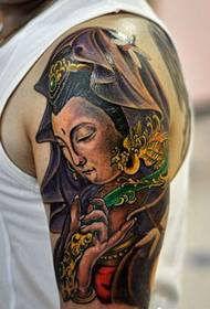 brazo clásico guapo Guanyin Bodhisattva tatuaje patrón