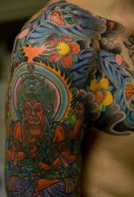 цветна рака боја Јапонски индиски бог шема на тетоважа
