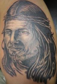 patró de tatuatge de retrat de Jesús gris