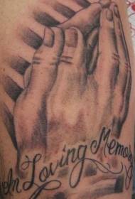 disegno del tatuaggio mano gamba preghiera marrone