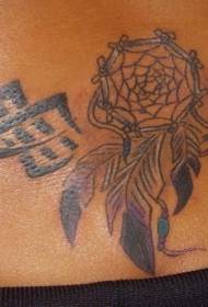 waist black dream catcher tribal totem tattoo pattern